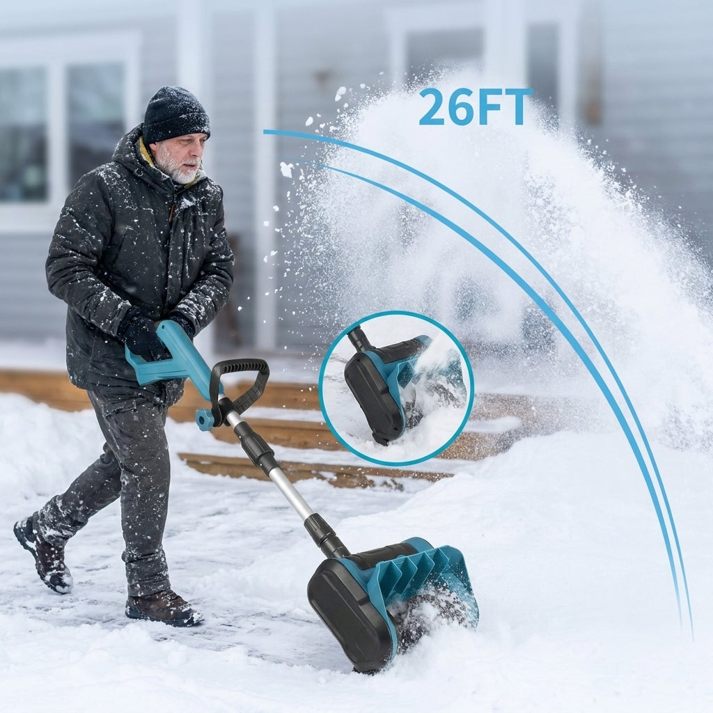 Clearing a snowy driveway